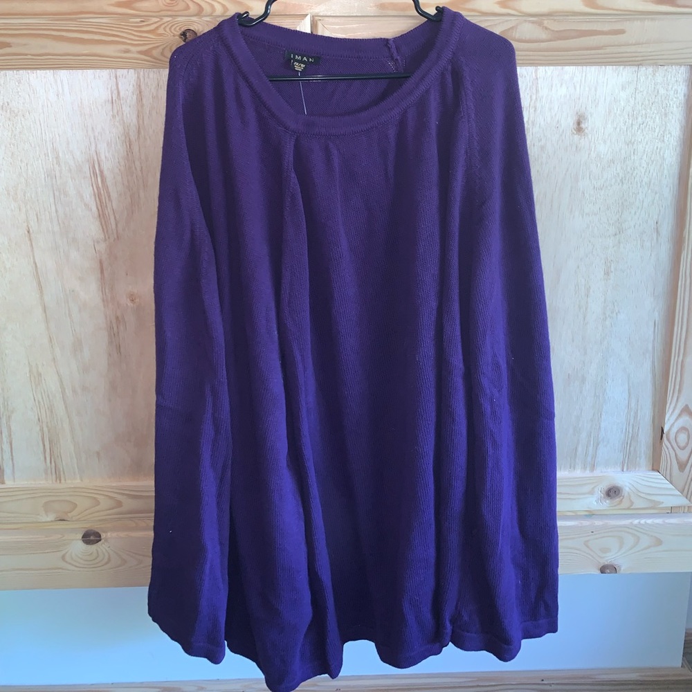 IMAN NWT purple sweater knit poncho cape size 2X/3X